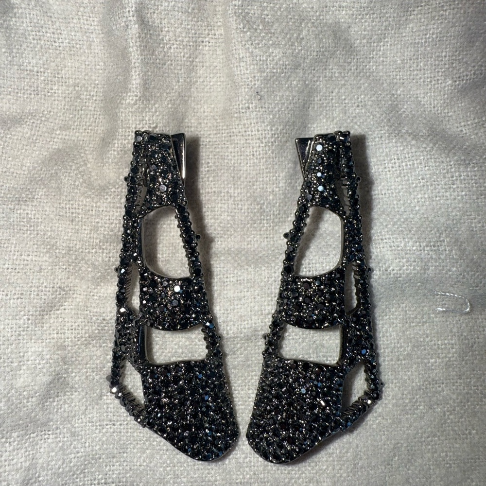 Alexis Bittar Black Crystal Checkerboard Earrings